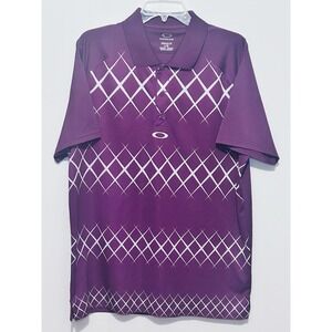 Oakley Polo Shirt Mens Large Maroon Plum Performance‎ Golf Stretch Geo Hydrolix